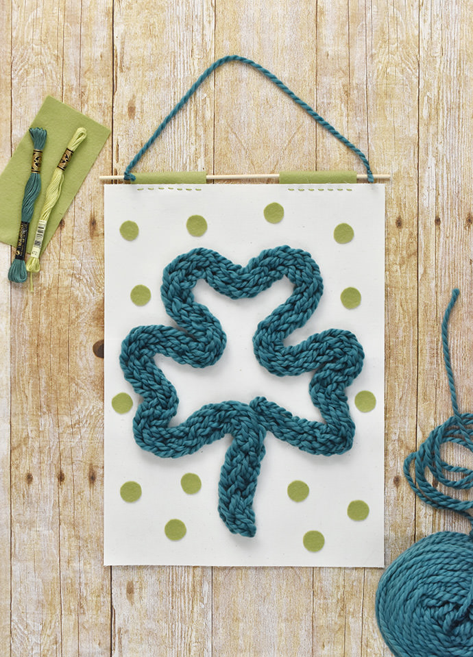 Finger-Knitted Shamrock Banner