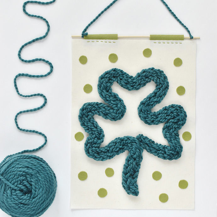 Finger-Knitted Shamrock Banner