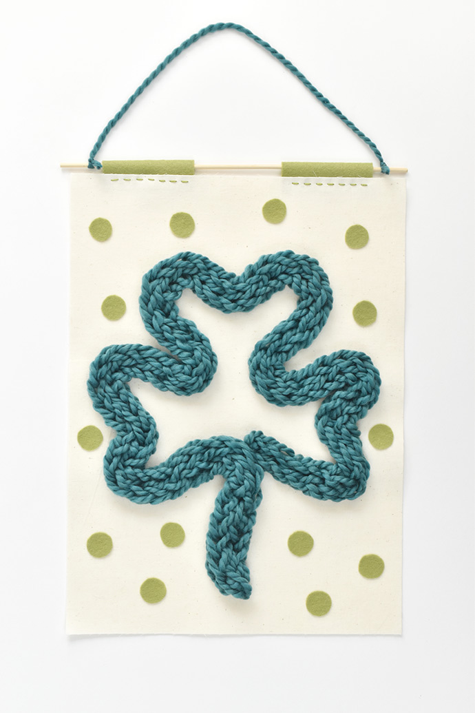 Finger-Knitted Shamrock Banner