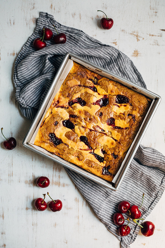 Cream Cheese and Cherry Swirl Blondies