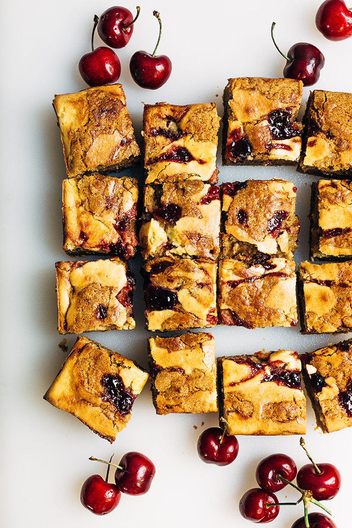 Cream Cheese and Cherry Swirl Blondies