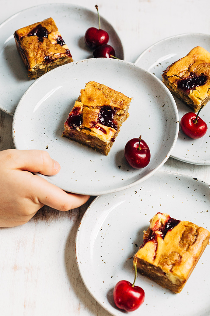 Cream Cheese and Cherry Swirl Blondies