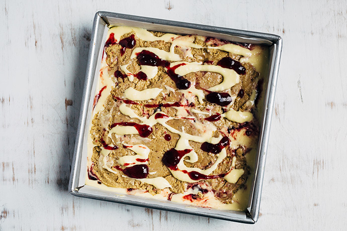 Cream Cheese and Cherry Swirl Blondies