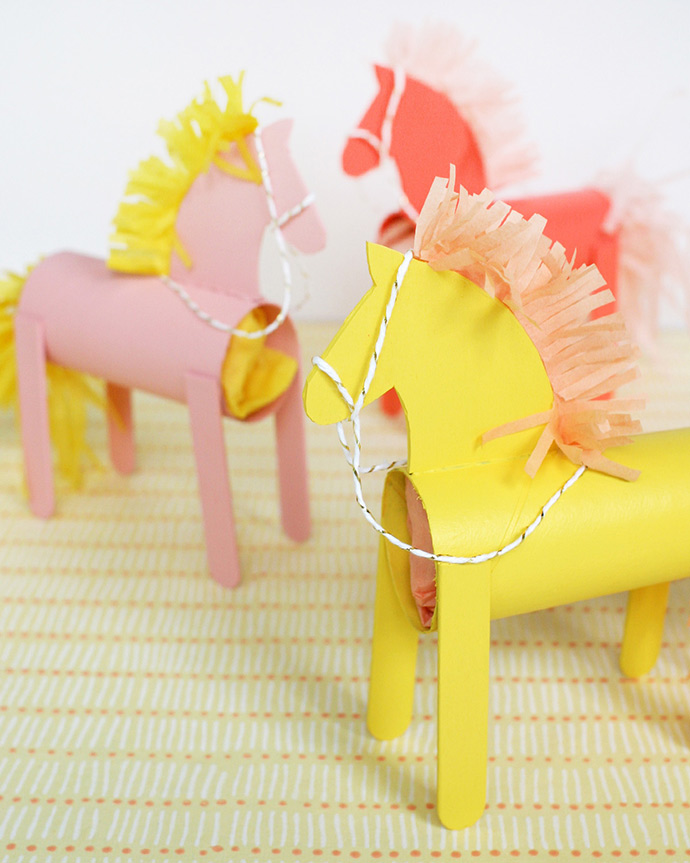 Kid's Horse Craft Made from a Wrapping Paper Tube - Crafty Morning