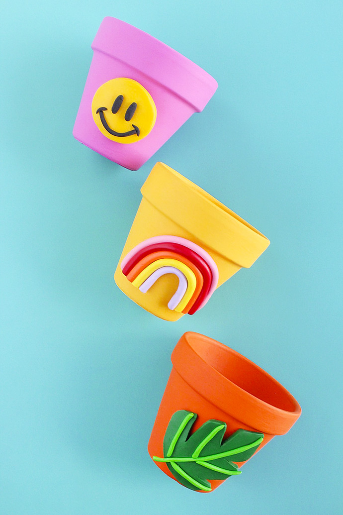 DIY Colorful Clay Planters