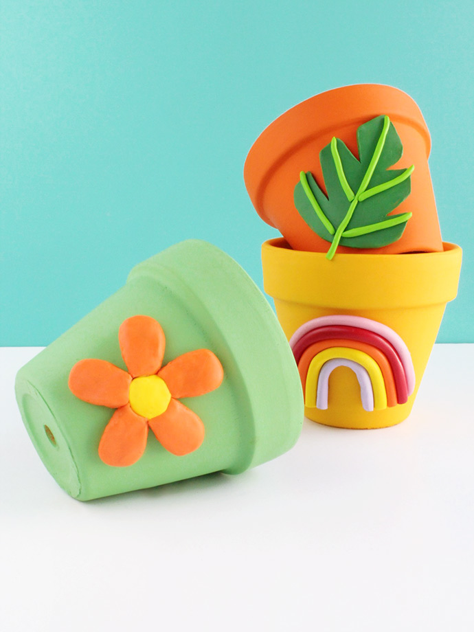 DIY Colorful Clay Planters