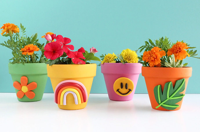 DIY Colorful Clay Planters