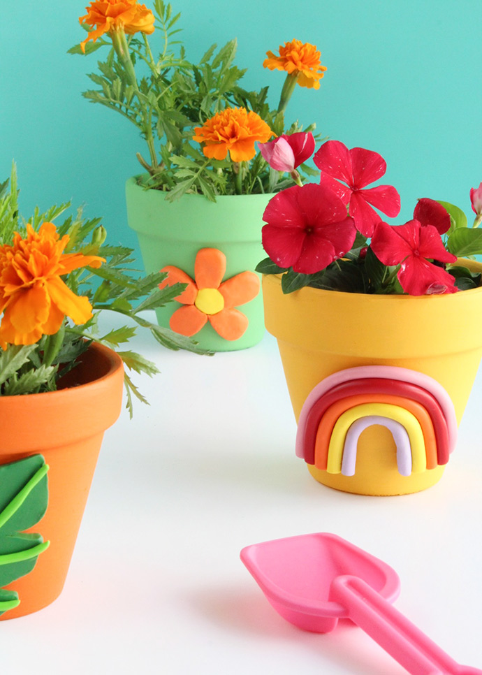 DIY Colorful Clay Planters