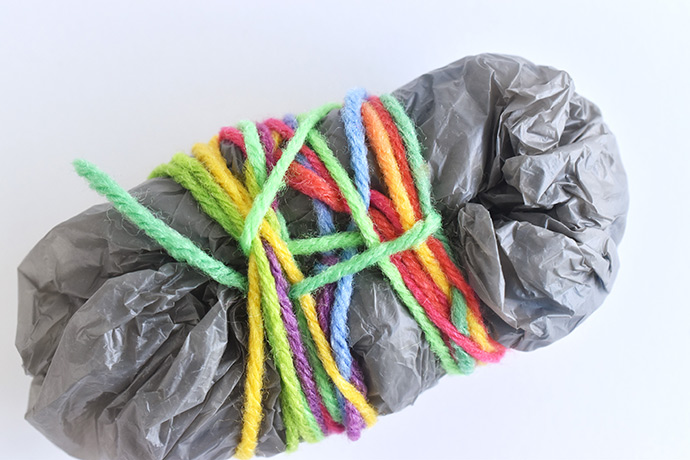 Recycled Bag Wrapped "Rocks"