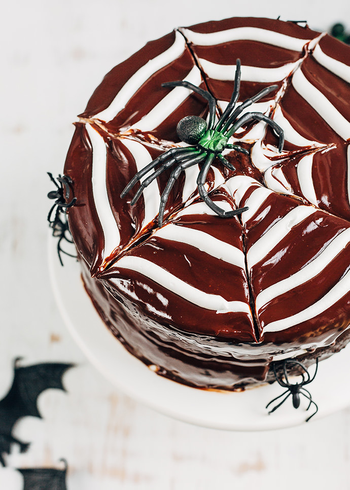 Chocolate Spiderweb Layer Cake