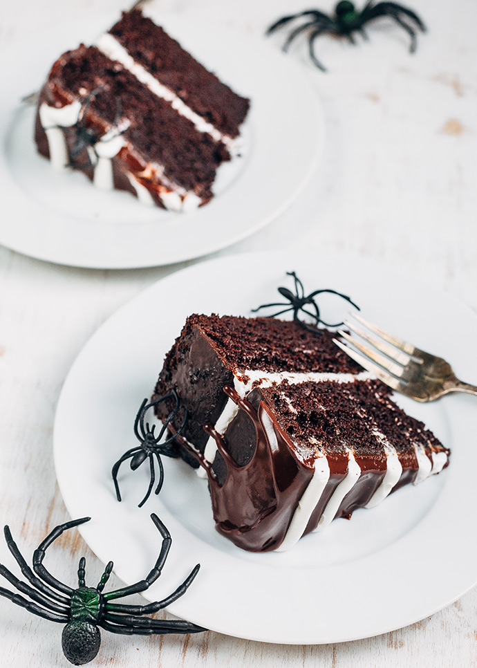 Chocolate Spiderweb Layer Cake