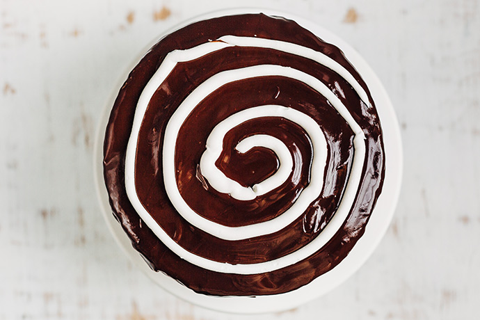 Chocolate Spiderweb Layer Cake