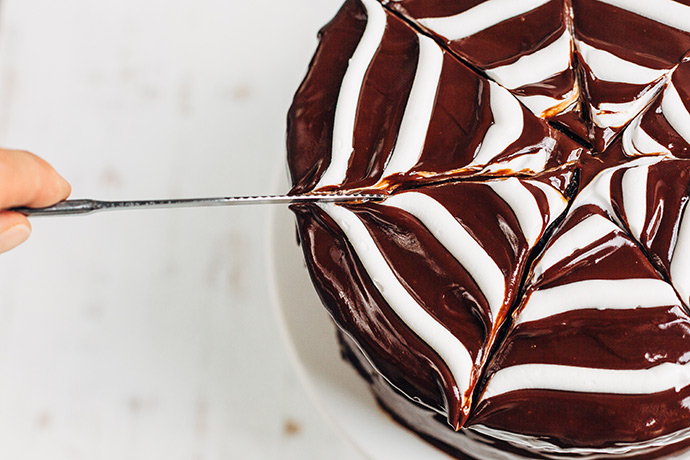 Chocolate Spiderweb Layer Cake