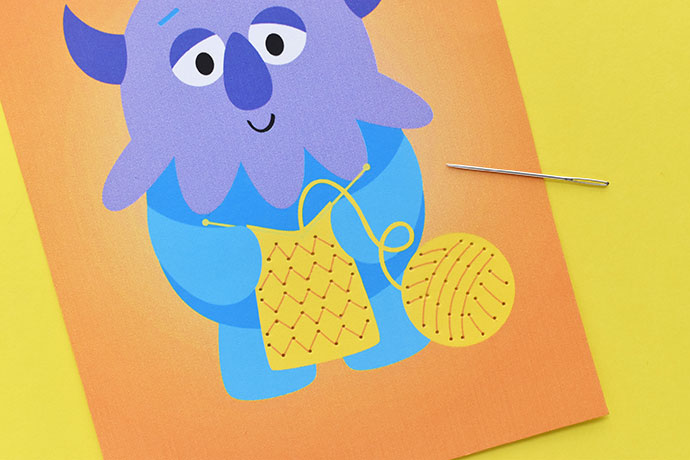 Printable Knitting Monster Stitching Cards