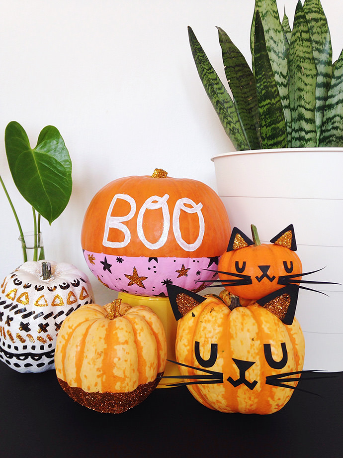 No Carve Glitter Pumpkins