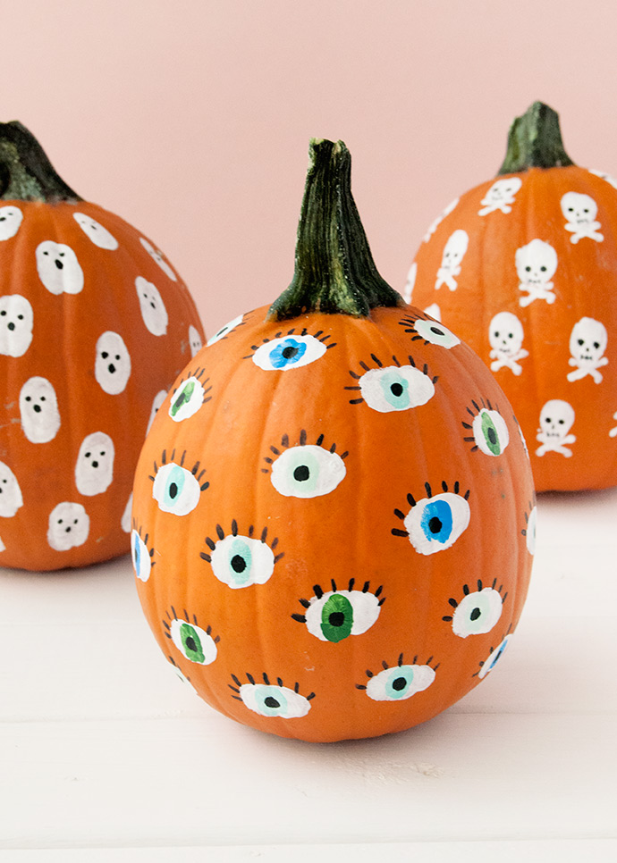 Painted Fingerprint Pumpkins for Kids