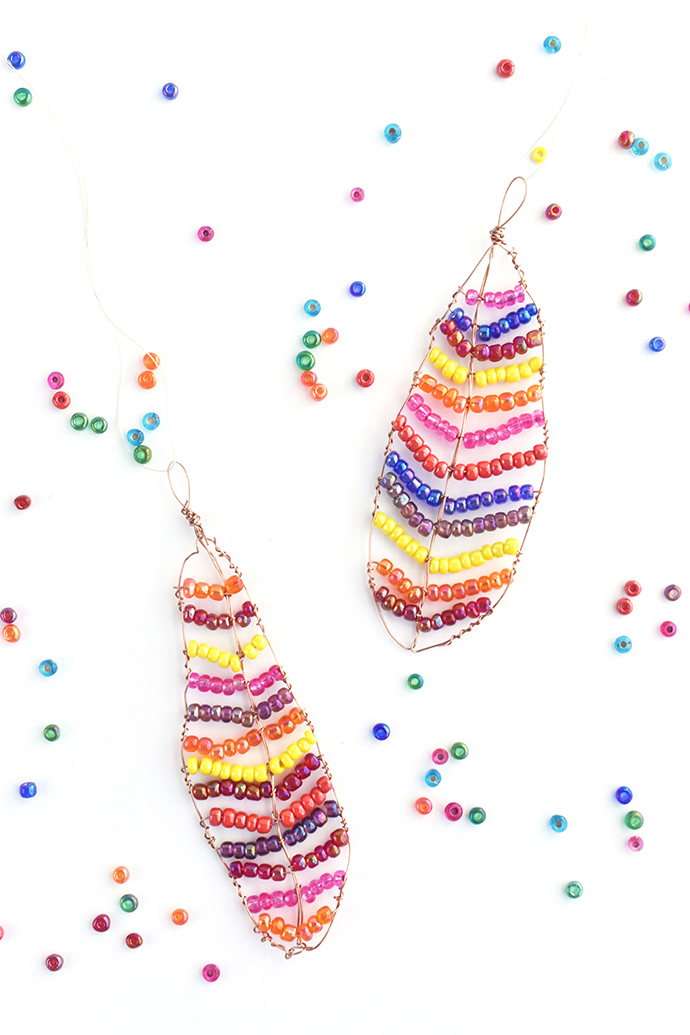 Beaded Fall Feather Suncatchers