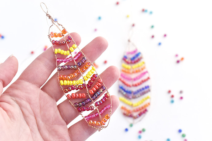 Beaded Fall Feather Suncatchers