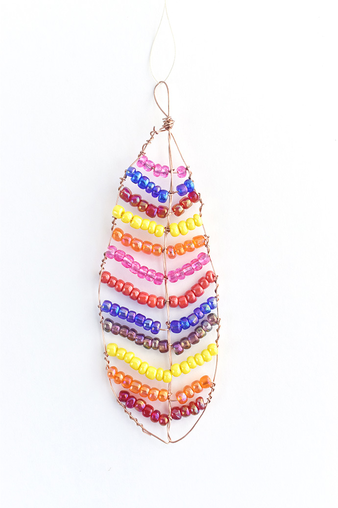 Beaded Fall Feather Suncatchers