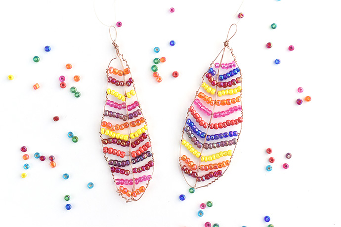 Beaded Fall Feather Suncatchers