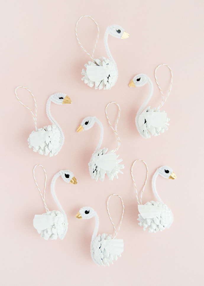 Pinecone Swan Ornaments