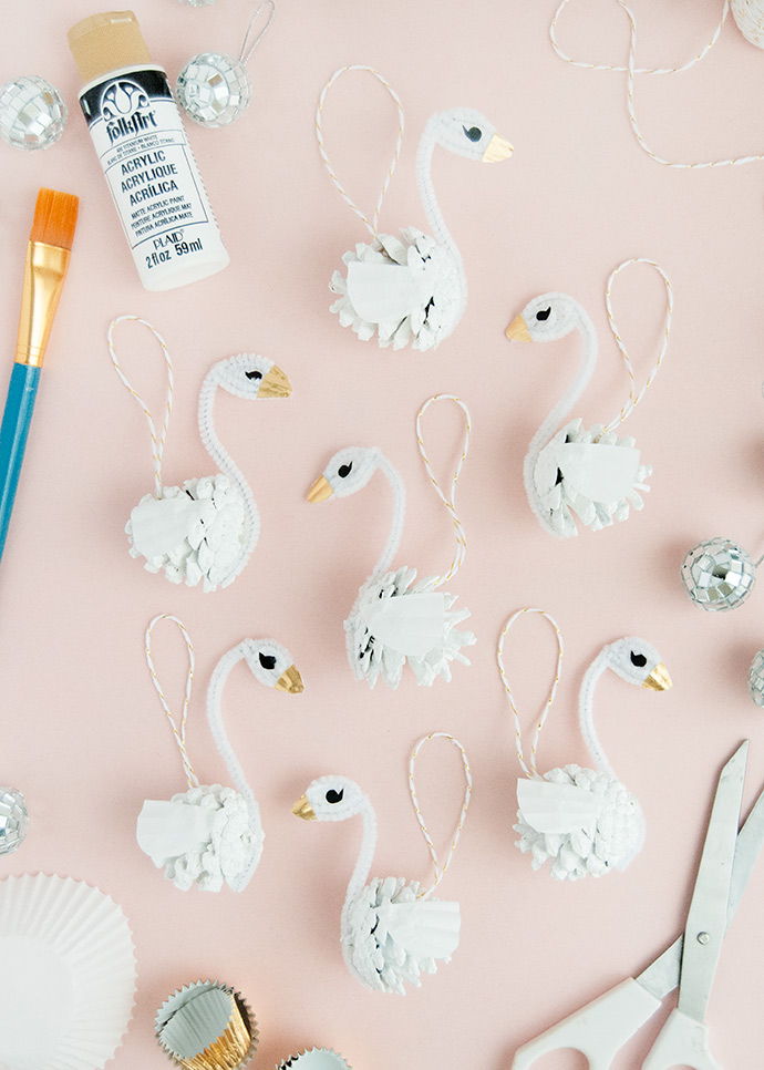 Pinecone Swan Ornaments