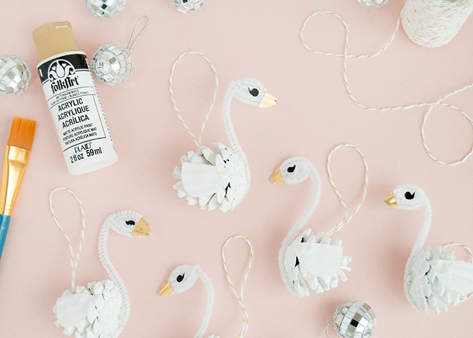 Pinecone Swan Ornaments