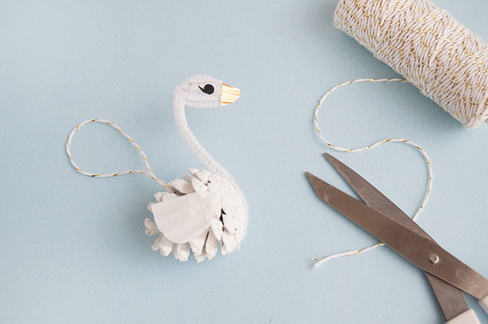 Pinecone Swan Ornaments