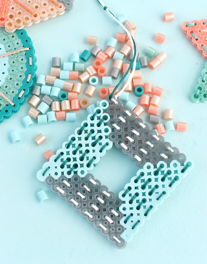 Stitched Perler Bead Ornaments