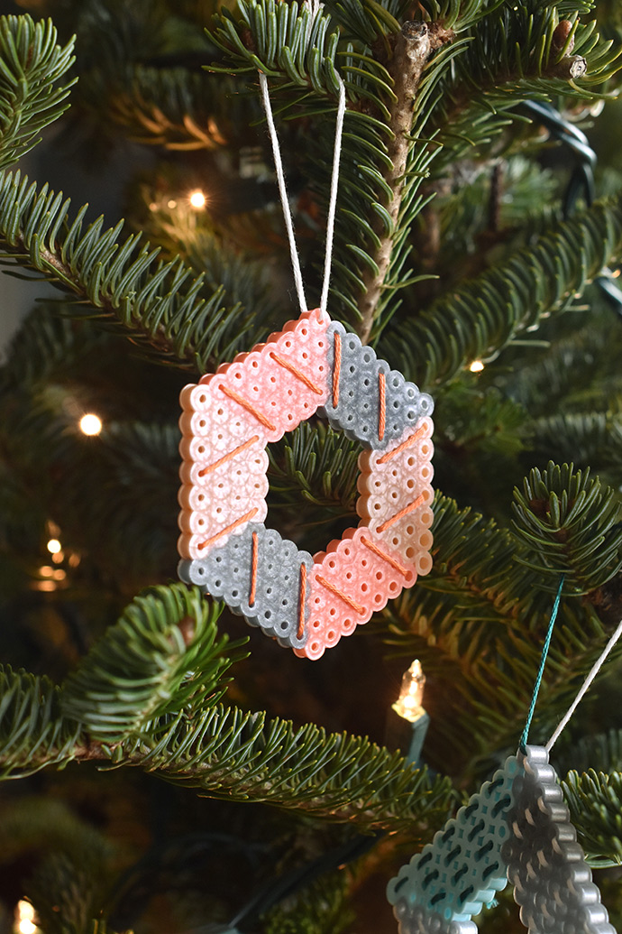 Stitched Perler Bead Ornaments