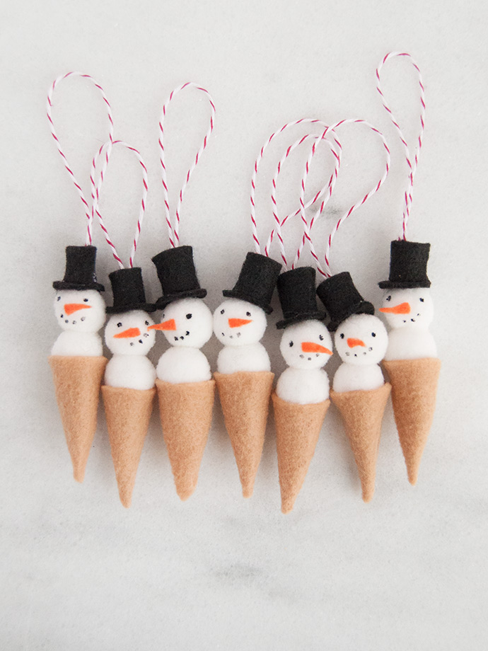 Snowman Ice Cream Cone Ornament