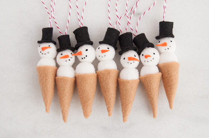 Snowman Ice Cream Cone Ornament