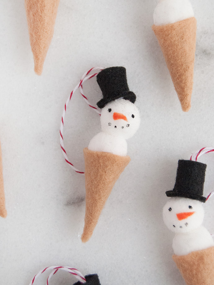 Snowman Ice Cream Cone Ornament