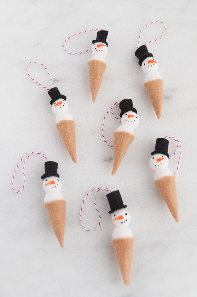 Snowman Ice Cream Cone Ornament