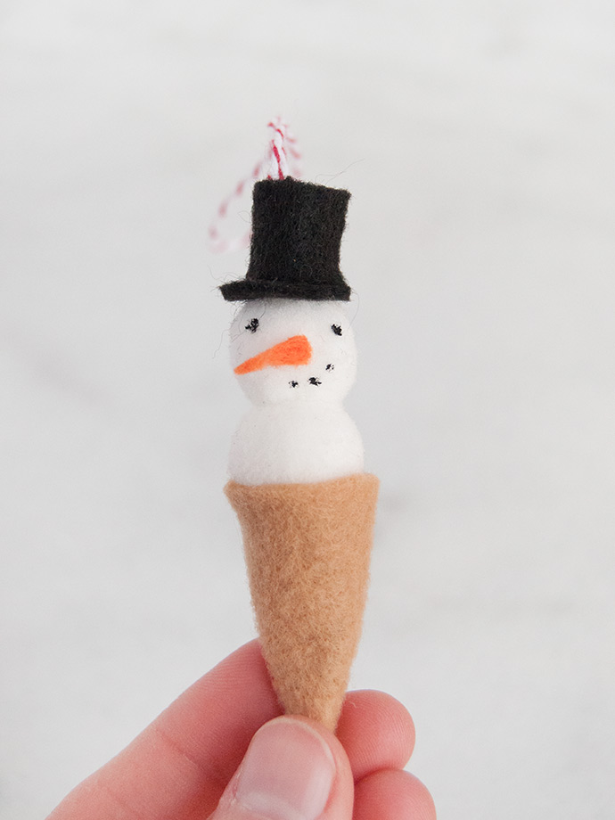 Snowman Ice Cream Cone Ornament