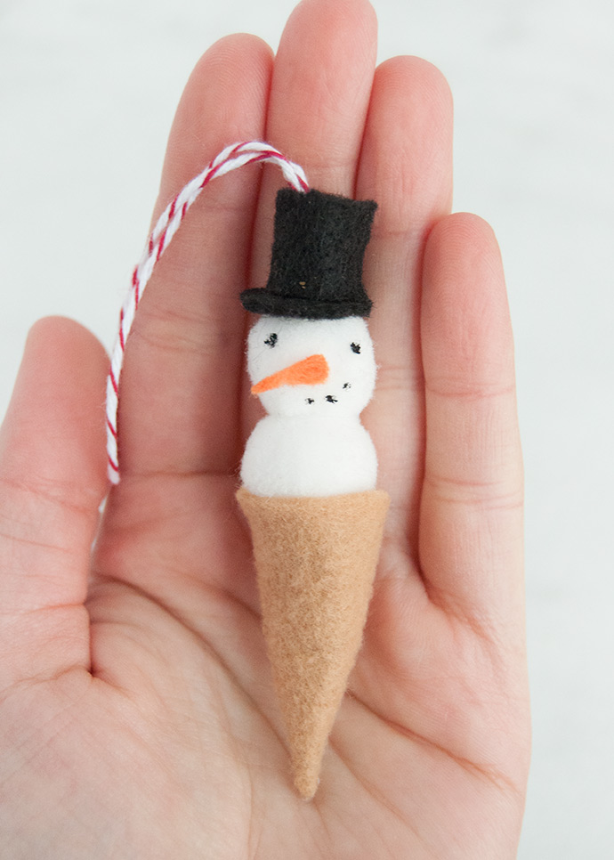 Snowman Ice Cream Cone Ornament