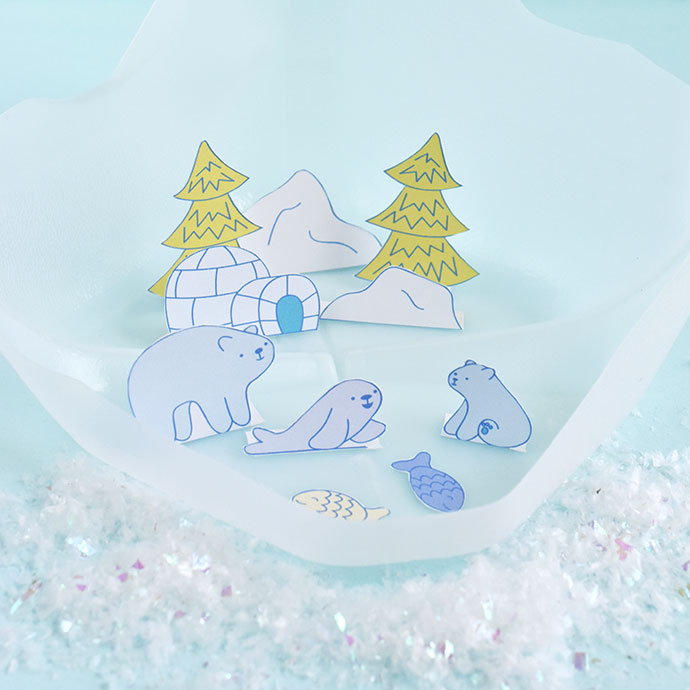 Printable Polar Bear Diorama Playset