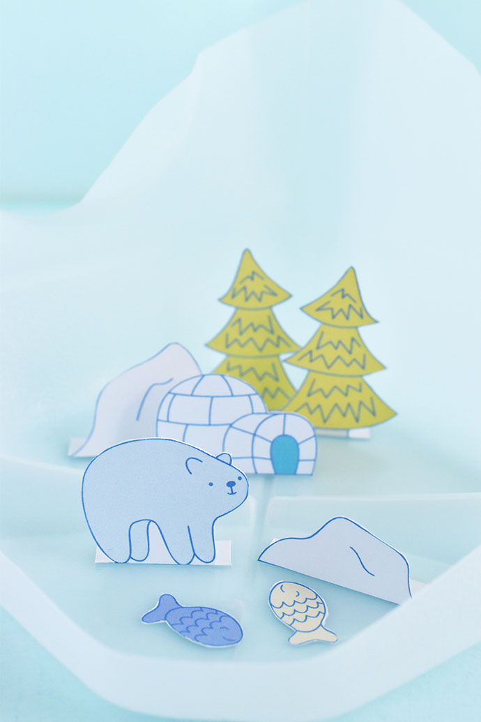 Printable Polar Bear Diorama Playset