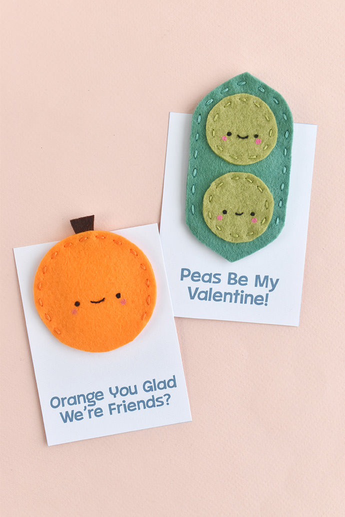 Fruit and Veggie Finger Puppet Valentines