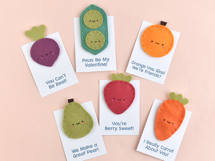 Fruit and Veggie Finger Puppet Valentines