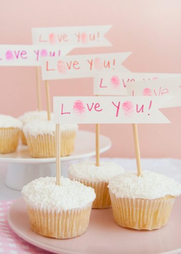 Valentine's Day Fingerprint Art Cupcakes