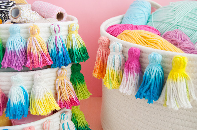 2-Minute Dye Tassel Baskets