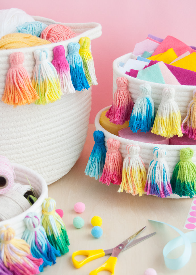 2-Minute Dye Tassel Baskets