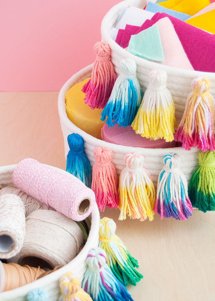 2-Minute Dye Tassel Baskets