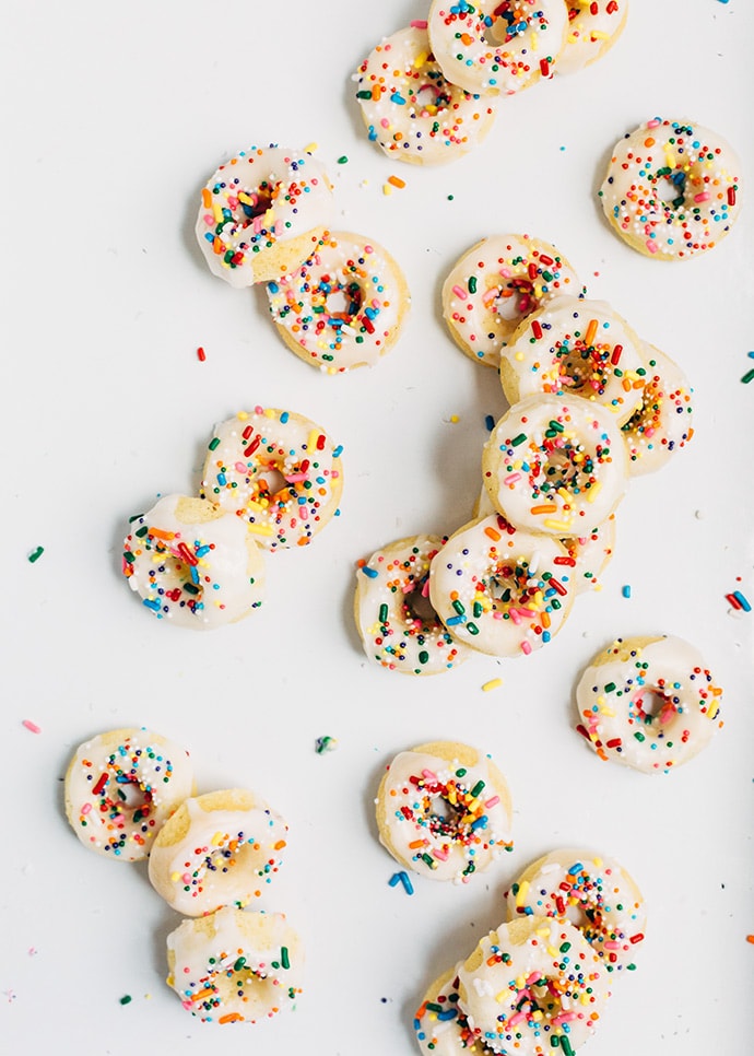 Baked Vanilla Cake Donuts with Sprinkles