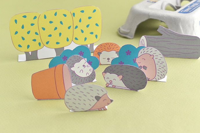 Printable Hedgehog Diorama Playset