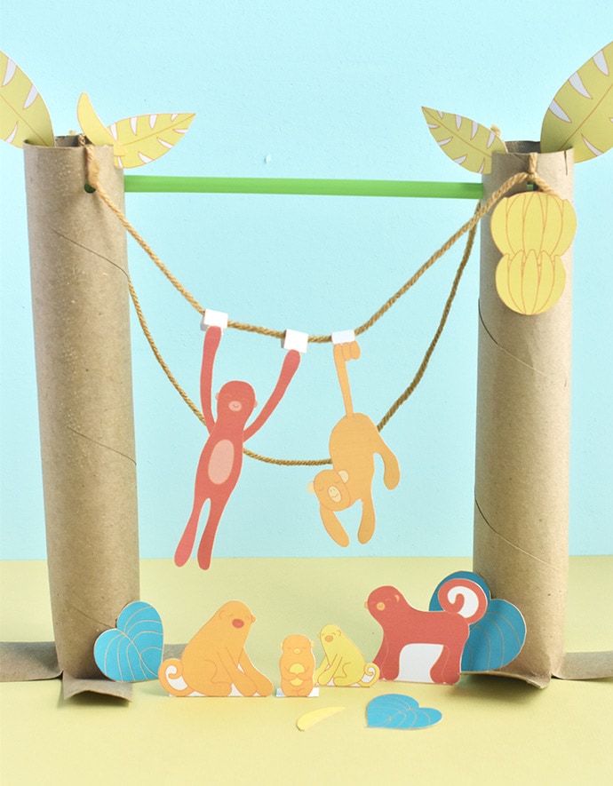 Printable Monkey Diorama Playset