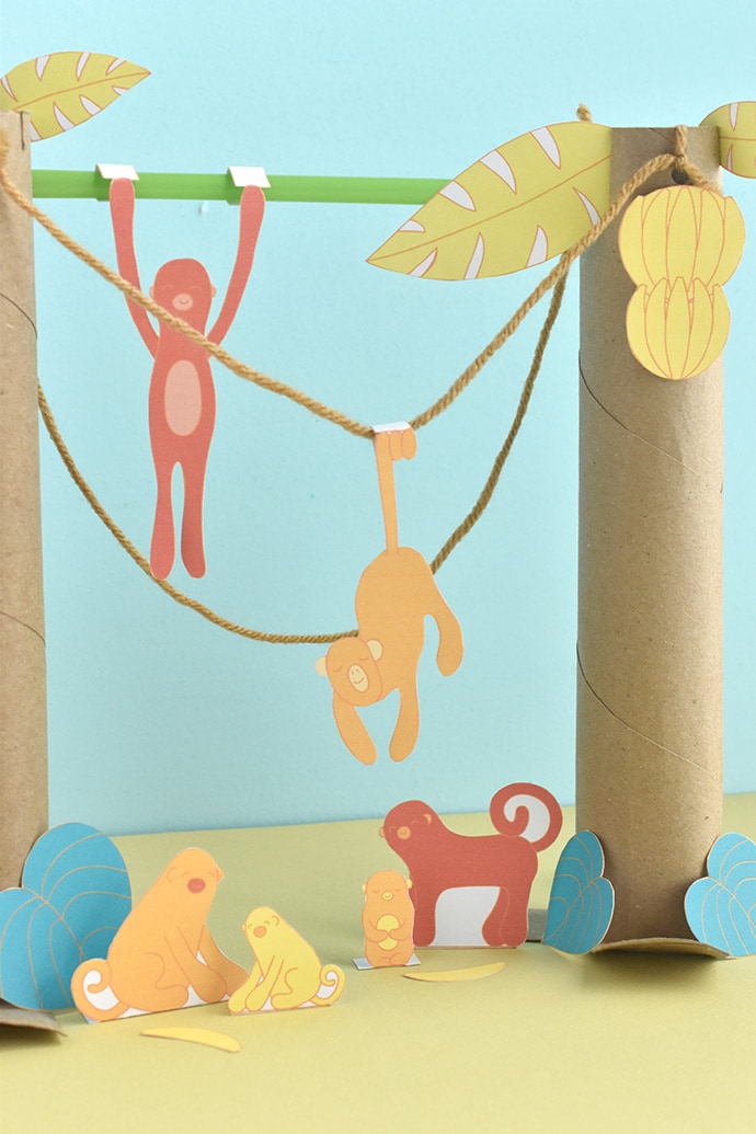 Printable Monkey Diorama Playset