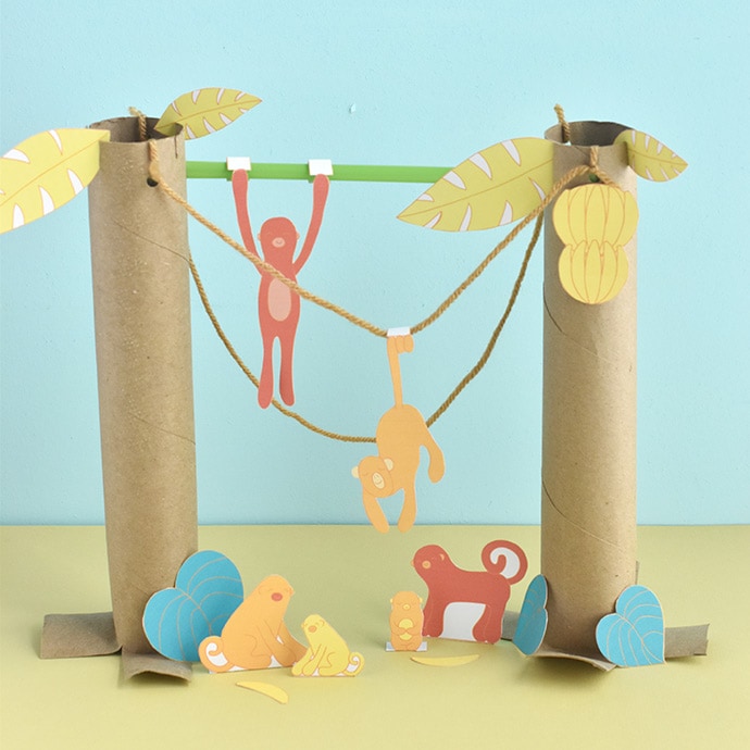 Printable Monkey Diorama Playset