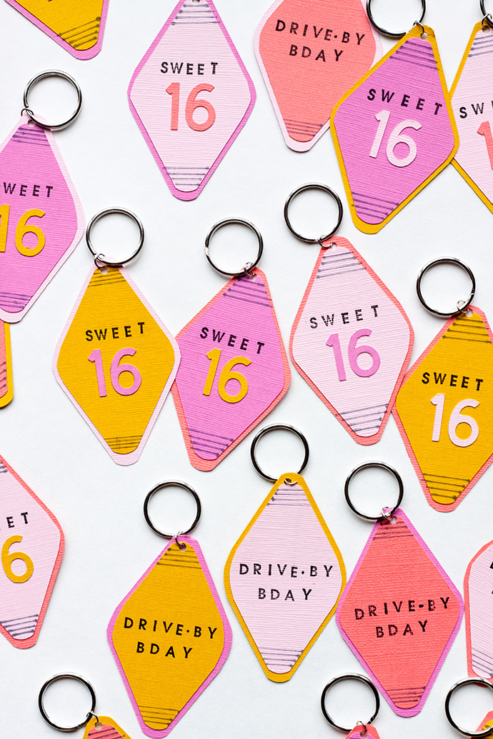 Drive-By Birthday Keychain Invitations